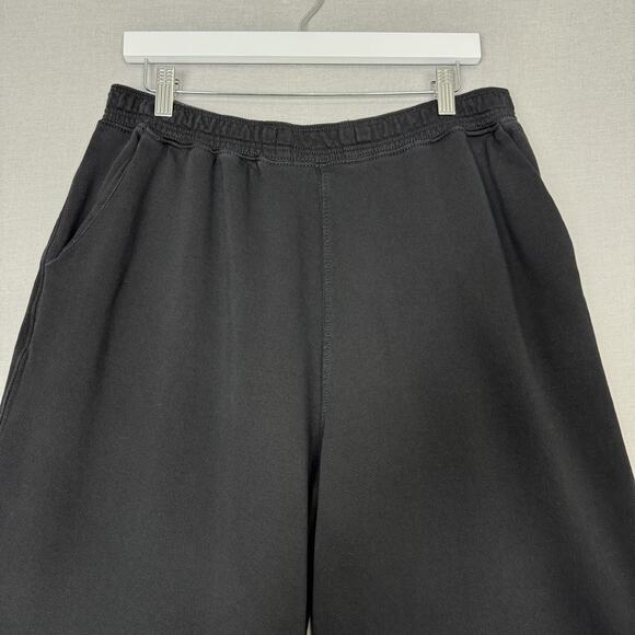 Free People Movement Pants Womens Small Black Terry Wide Leg Crop Sweatpants - Picture 2 of 13